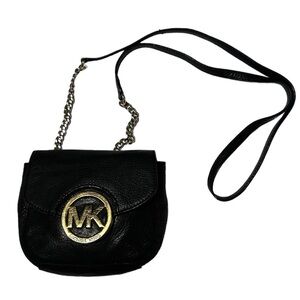 Michael Kors Black Pebble Leather Crossbody Mini Bag